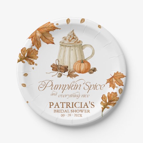 Pumpkin Spice & Everything Nice Fall Bridal Shower Paper Plates