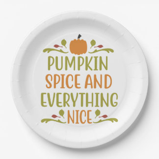 Pumpkin Spice Everything Nice Fall Holiday Paper Plates