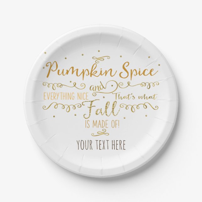 Pumpkin Spice & Everything Nice Fall Party Paper Plates (Front)