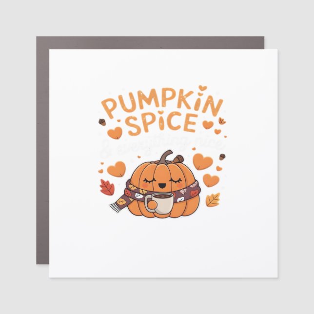 Pumpkin Spice & Everything Nice - Fall Vibes Art Car Magnet (Front)