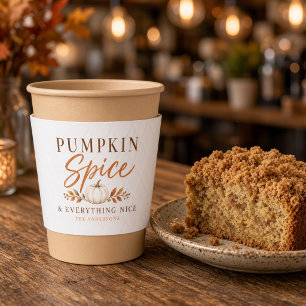 Pumpkin Spice & Everything Nice Fall Wedding Coffee Cup Sleeve