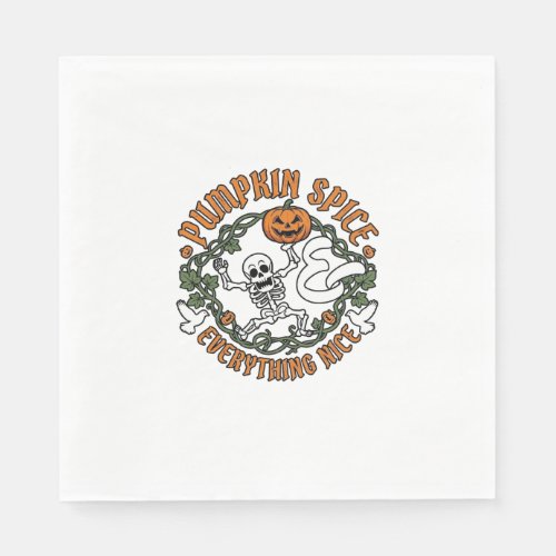 Pumpkin Spice Everything Nice Halloween Skeleton V Napkins