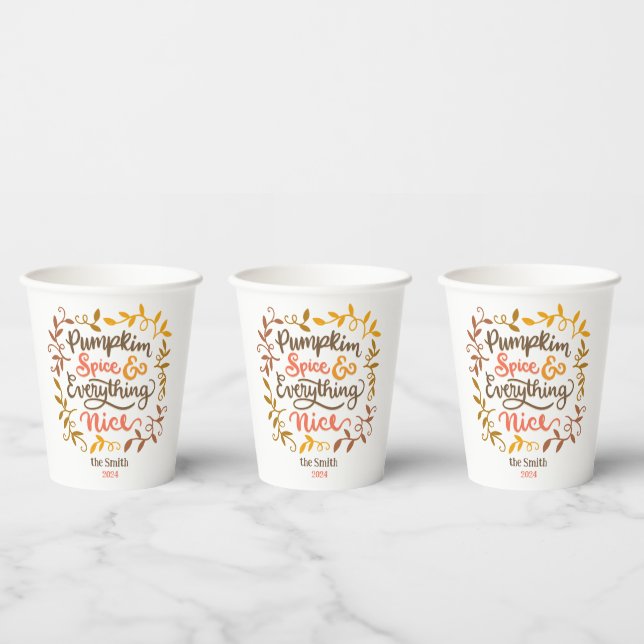 pumpkin spice & everything nice paper cups (Multi)