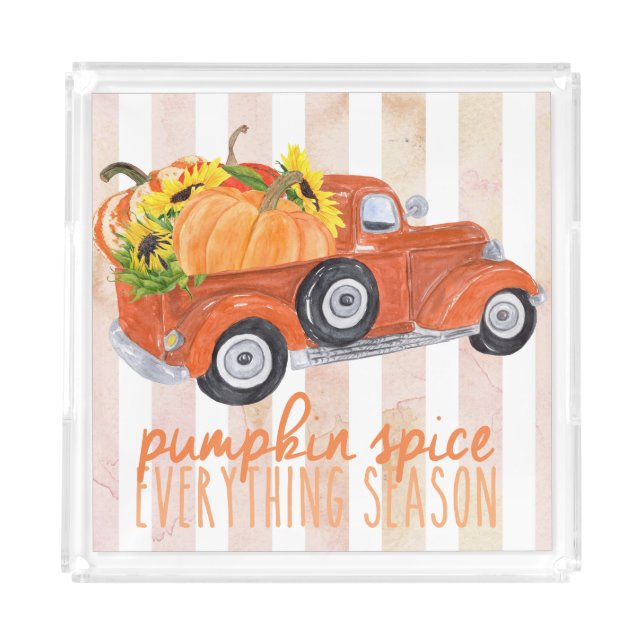 Pumpkin Spice Everything Orange Truck Acrylic Tray (Front)