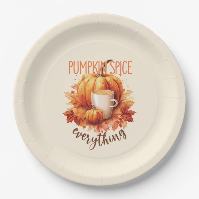 Pumpkin Spice Everything Paper Plates (Front)