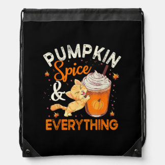 Pumpkin Spice Everything Shirt Cat Lover Cute Autu Drawstring Bag