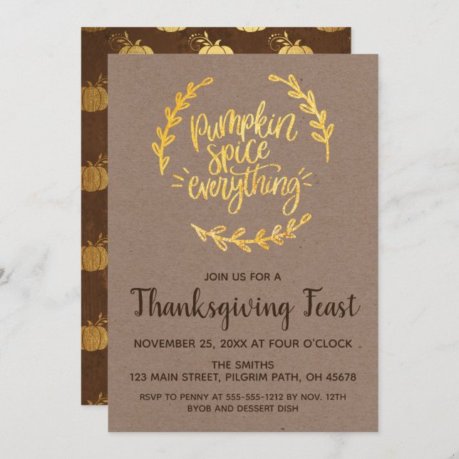 Pumpkin Spice Everything Thanksgiving Invitation (Front/Back)