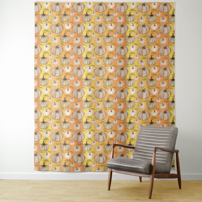 Pumpkin Spice Fall Autumn Harvest Thanksgiving  Tapestry (In Situ)