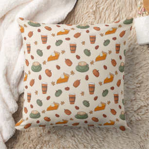 Pumpkin Spice Fall Autumn Pattern Throw Pillow