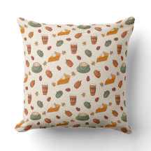 Pumpkin Spice Fall Autumn Pattern Throw Pillow