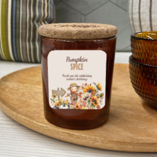 Pumpkin Spice Fall Birthday Favor Square Sticker