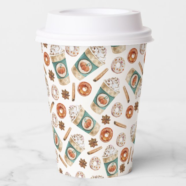 Pumpkin Spice Fall Coffee Drink Paper Cups (Front)