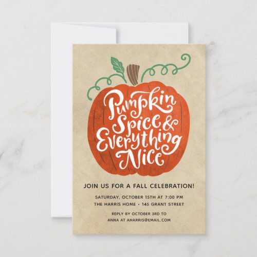 Pumpkin Spice Fall Party Invitation