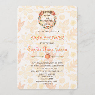 Pumpkin Spice Fall Thanksgiving Baby Shower Invitation