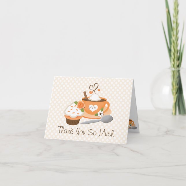Pumpkin Spice Fall Wedding Shower Thank You Card (Front)