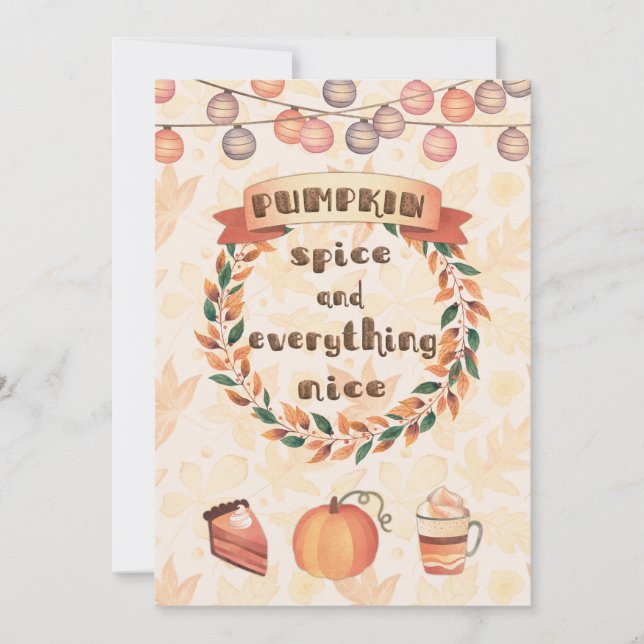 Pumpkin Spice Fall Wreath Thanksgiving Dinner Invitation (Front)