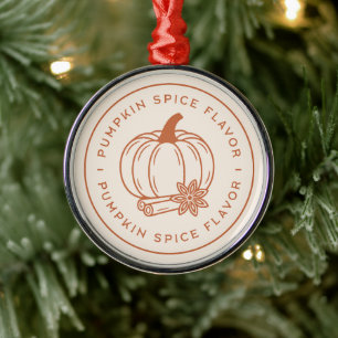 Pumpkin spice flavor cozy fall season aesthetic metal ornament