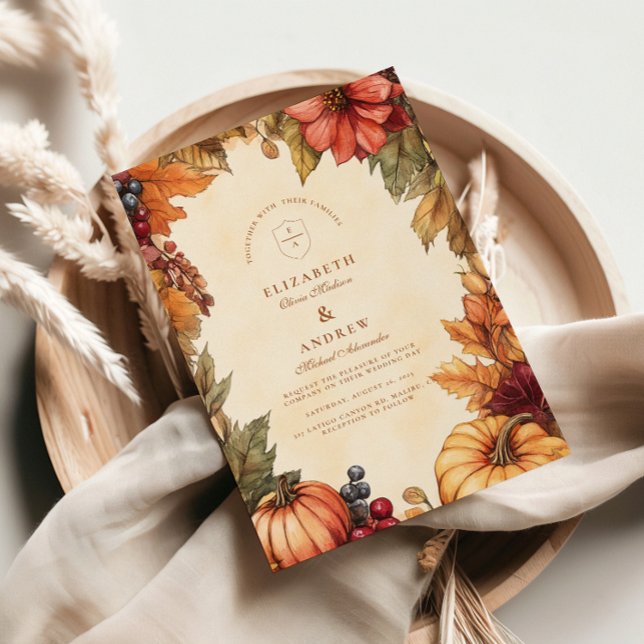 Pumpkin Spice Florals Wedding Invitation (Creator Uploaded)