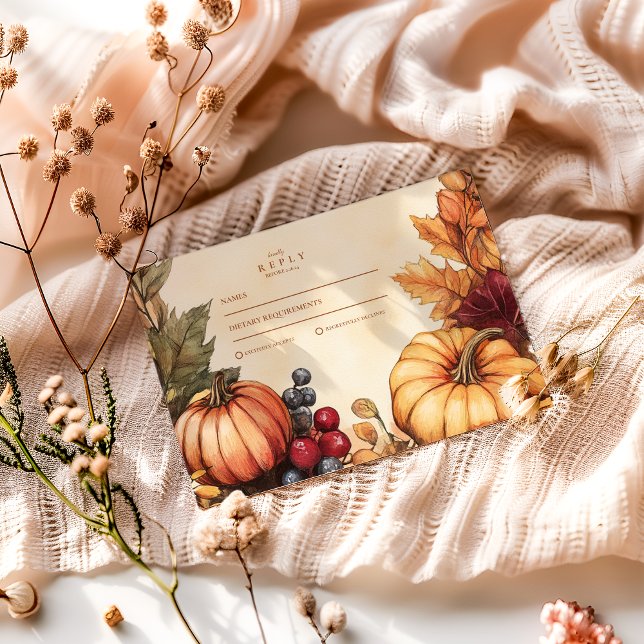 Pumpkin Spice Florals Wedding RSVP Card (Creator Uploaded)
