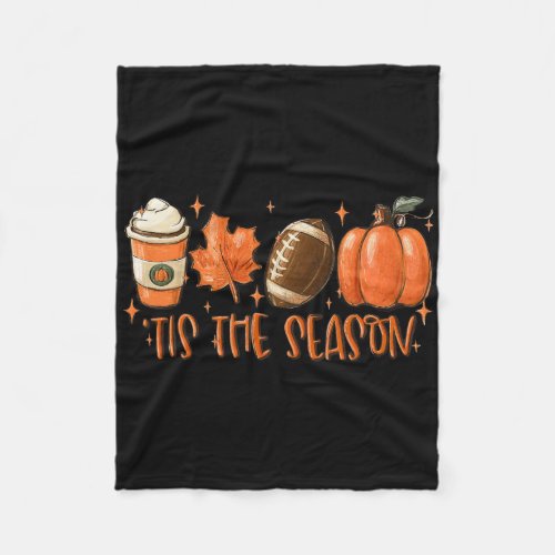 Pumpkin Spice Footbyll Tis The Season Fall Thanksg Fleece Blanket