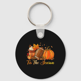 Pumpkin Spice Footbyll Tis The Season Fall Thanksg Keychain