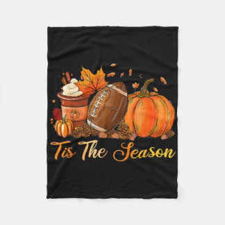 Pumpkin Spice Footll Tis The Season Fall Thanksgiv Fleece Blanket
