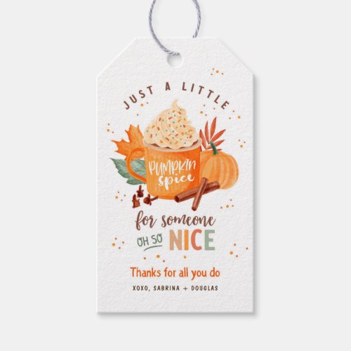 Pumpkin Spice for Someone Nice Thanksgiving Gift Tags