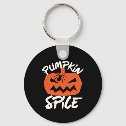 Pumpkin Spice Funny Jack O Lantern Halloween Keychain