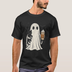 Pumpkin Spice Ghost with Black Cat Latte Coffee Ha T-Shirt