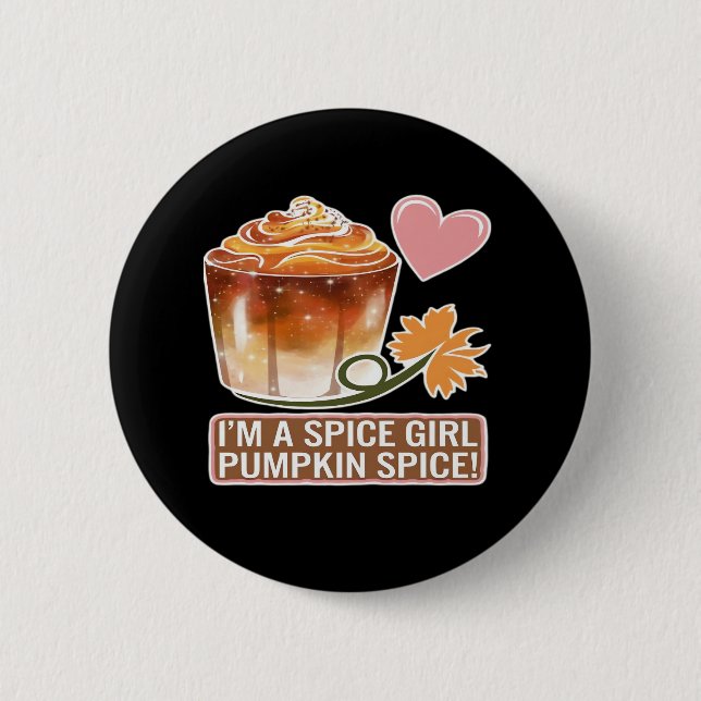 Pumpkin Spice Girl Fall Latte Sticker Button (Front)