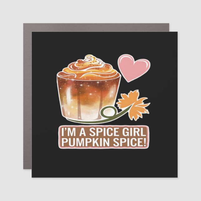 Pumpkin Spice Girl Fall Latte Sticker Car Magnet (Front)