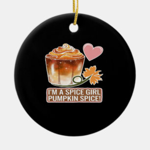 Pumpkin Spice Girl Fall Latte Sticker Ceramic Ornament
