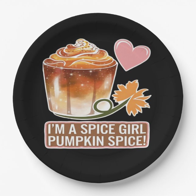 Pumpkin Spice Girl Fall Latte Sticker Paper Plates (Front)