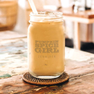 Pumpkin Spice Girl Name Etched Mason Jar