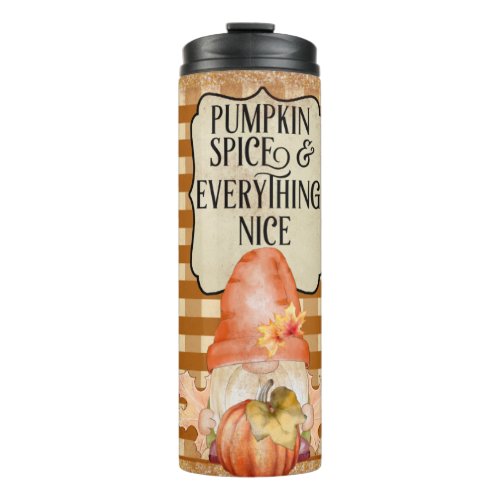 Pumpkin Spice Gnome Plaid  Thermal Tumbler