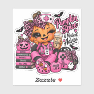 Pumpkin Spice Halloween Nurse Sticker