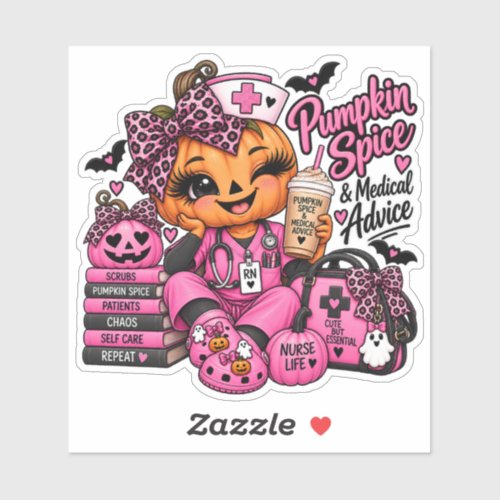 Pumpkin Spice Halloween Nurse Sticker