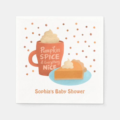 Pumpkin Spice Latte and Pie Baby Shower Napkins