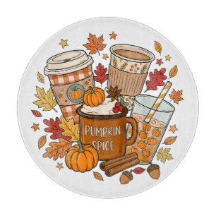Pumpkin Spice Latte Autumn Fall Season Cutting Board