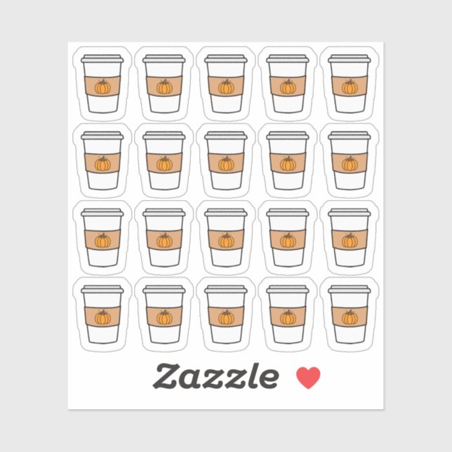 Pumpkin Spice Latte Coffee Cups Thanksgiving Fall  Sticker (Sheet)