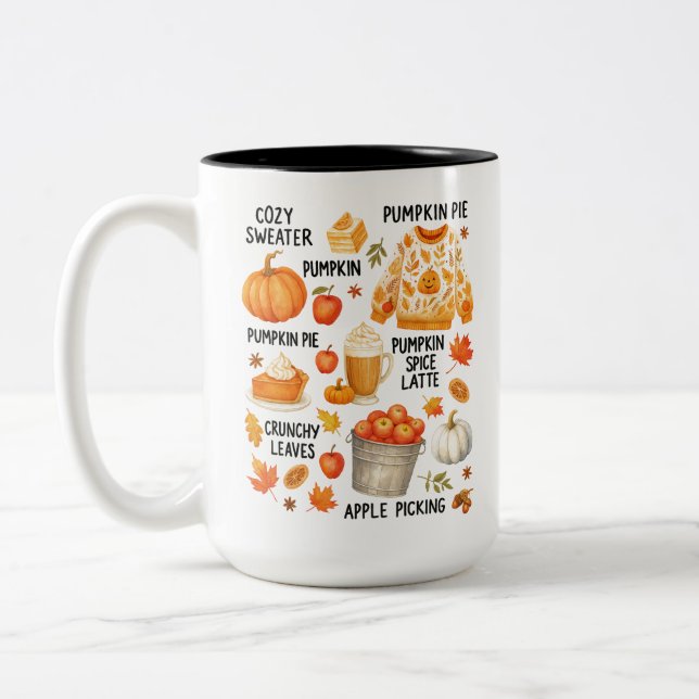 Pumpkin Spice Latte |Cozy Fall Coffee Autumn Vibes Two-Tone Coffee Mug (Left)