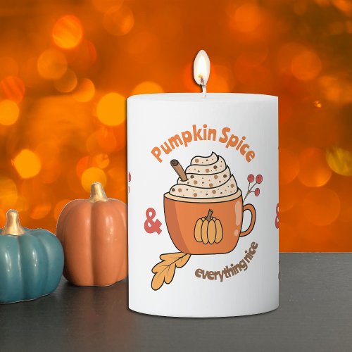 Pumpkin Spice Latte Doodle Mug Pillar Candle