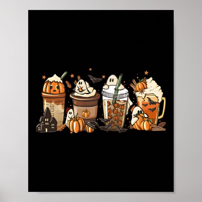Pumpkin Spice Latte Fall Autumn Coffee Ghost Thank Poster (Front)