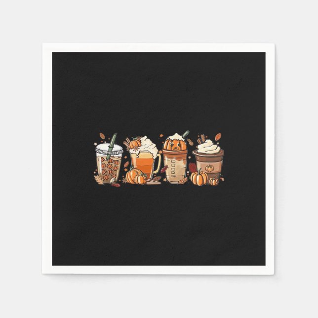 Pumpkin Spice Latte Fall Coffee, Autumn Thanksgivi Napkins (Front)