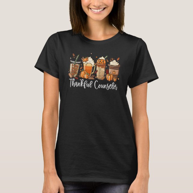 Pumpkin Spice Latte Fall Coffee   One Thankful Cou T-Shirt (Front)