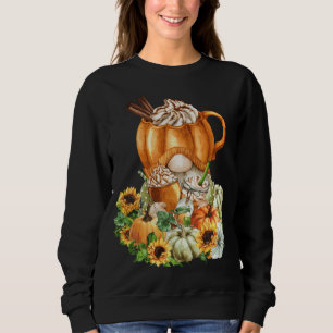 Pumpkin Spice Latte Leaves Cute Gnomes - Happy Fal Sweatshirt