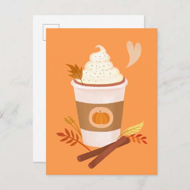 Pumpkin Spice Latte Orange Postcard (Front/Back)