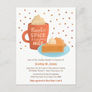 Pumpkin Spice Latte Pie Baby Shower Invitations