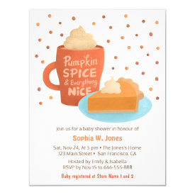 Pumpkin Spice Latte Pie Baby Shower Invitations
