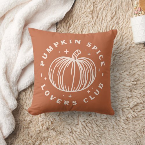 Pumpkin Spice Lovers Club Throw Pillow